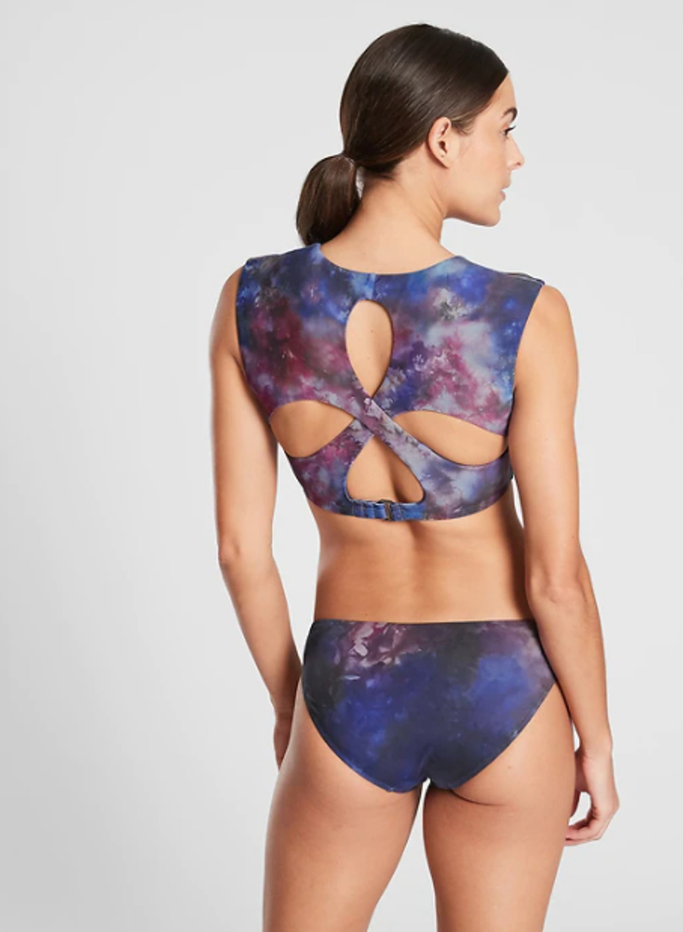 Athleta XS ABC Supernova Entwined Crop Bikini tie dye top crop shirt swimsuit
